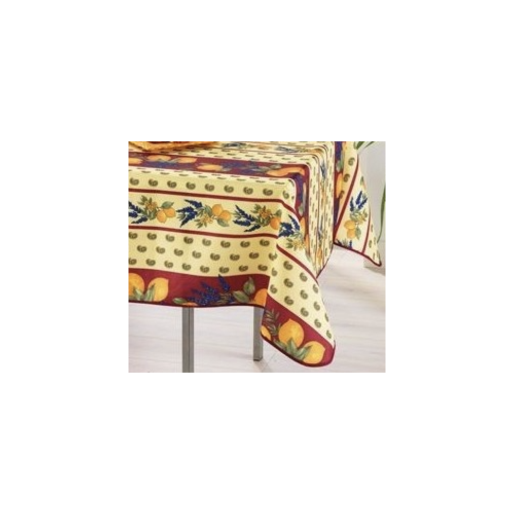 Nappe Provençale Rectangle Anti Tâche 100 Polyester Citron