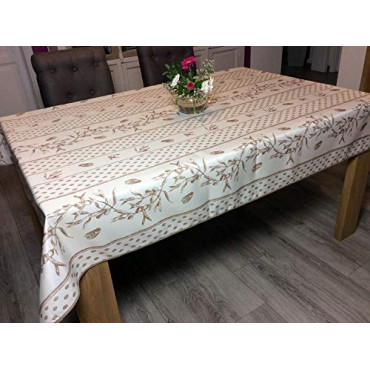 Toalha de mesa retangular provençal resistente a manchas, marrom-oliva cigarra
