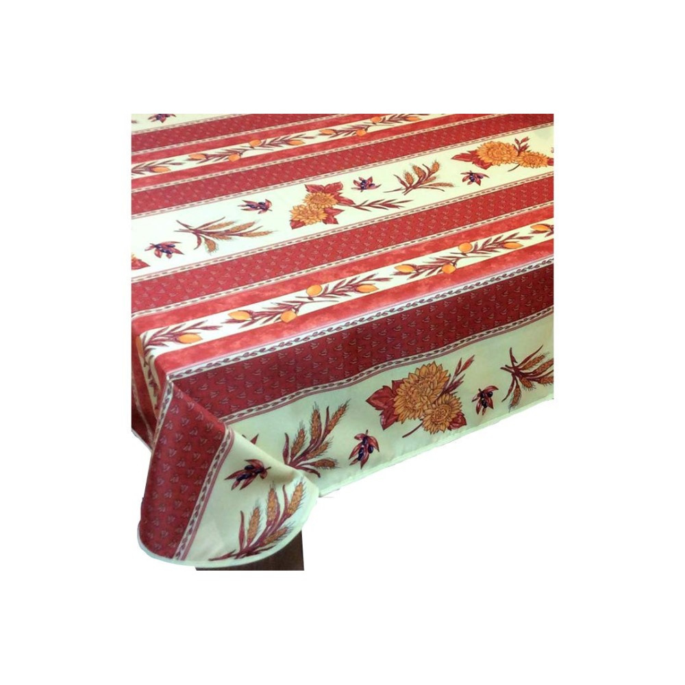 Mantel rectangular provenzal antimanchas con diseño de girasol y abeja en color ladrillo