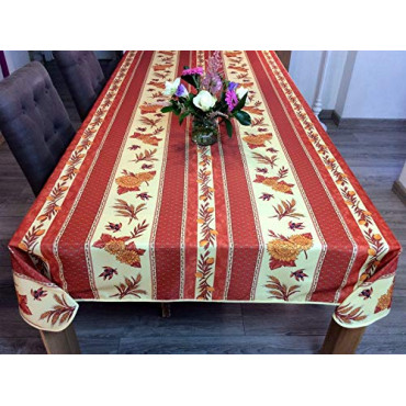 Mantel rectangular provenzal antimanchas con diseño de girasol y abeja en color ladrillo
