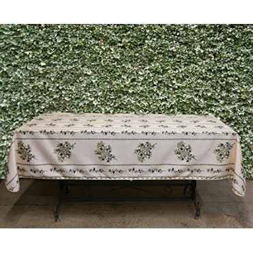 Toalha de mesa provençal resistente a manchas, poliéster, verde-oliva