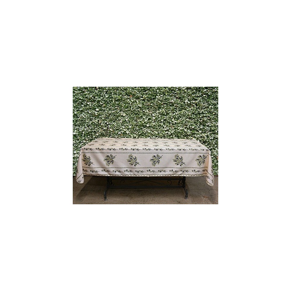Provençalische schmutzabweisende Tischdecke aus Polyester, Olivgrün