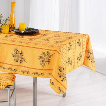 Provençaals polyester vlekbestendig tafelkleed olijfgeel - 150x240cm