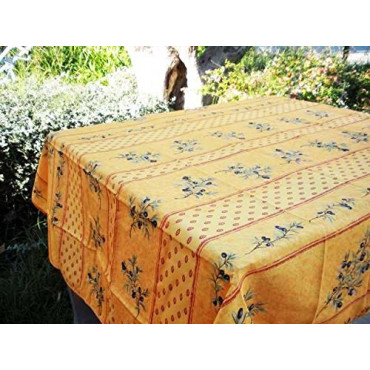 Provençaals polyester vlekbestendig tafelkleed olijfgeel - 150x240cm