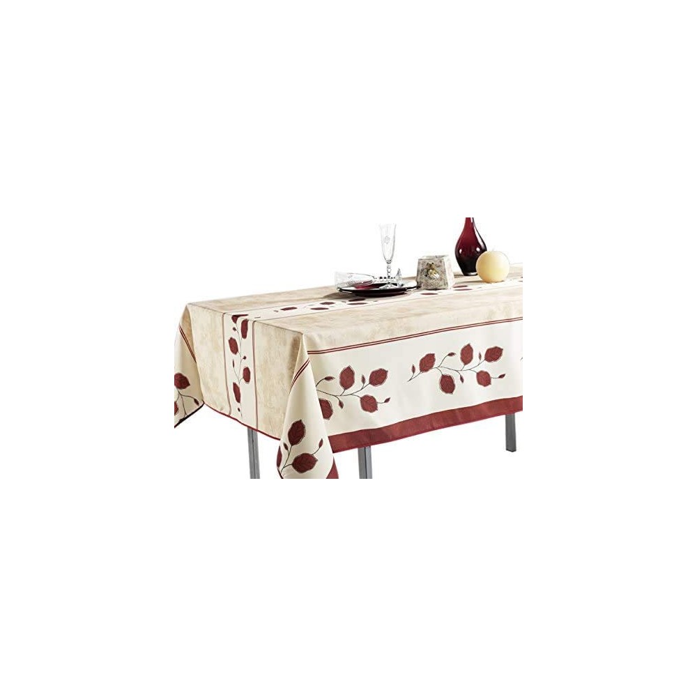 Mantel rectangular antimanchas, hojas rojas otoñales