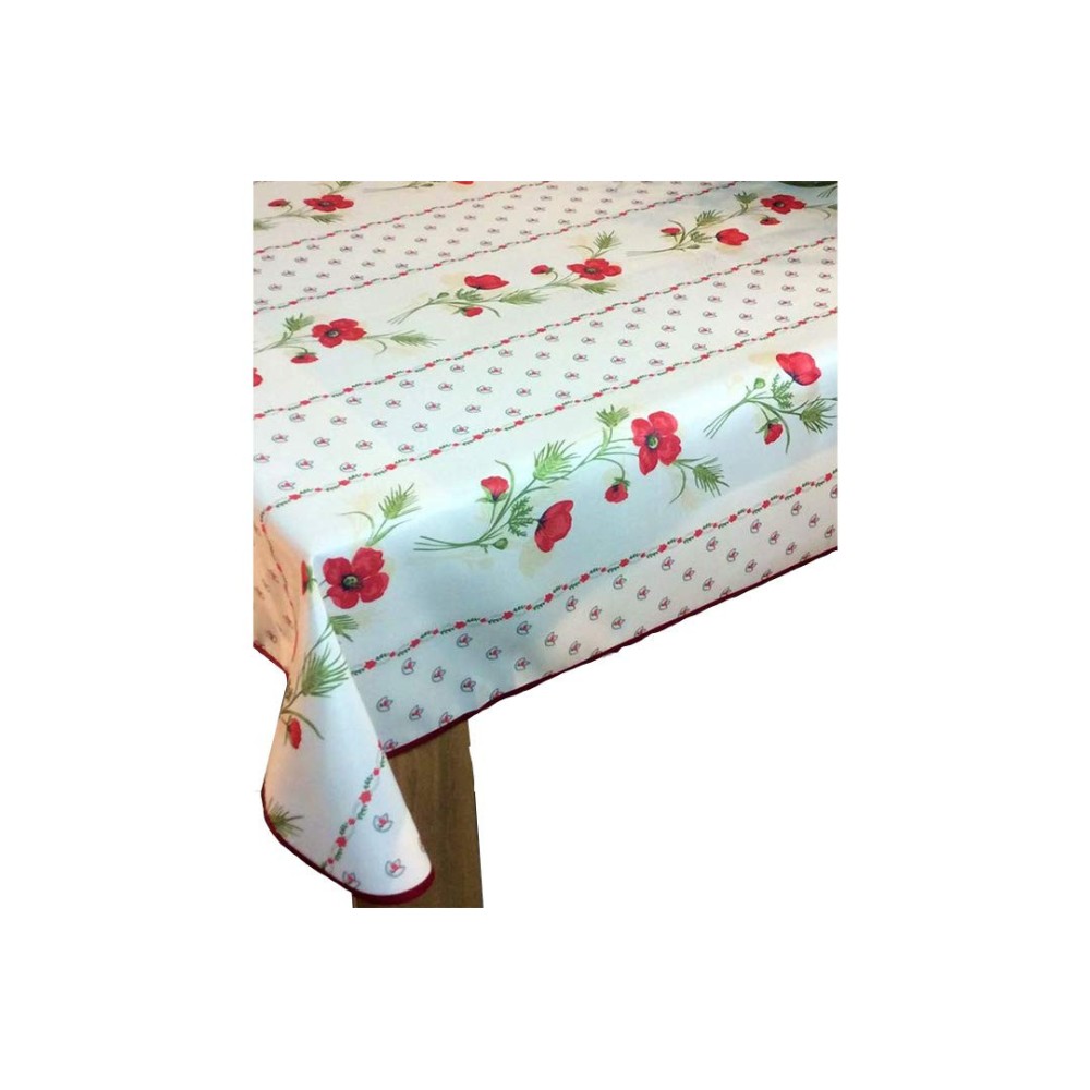 Toalha de mesa provençal, retangular ou redonda, em tecido estampado com papoulas, resistente a manchas.