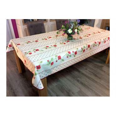 Toalha de mesa provençal, retangular ou redonda, em tecido estampado com papoulas, resistente a manchas.