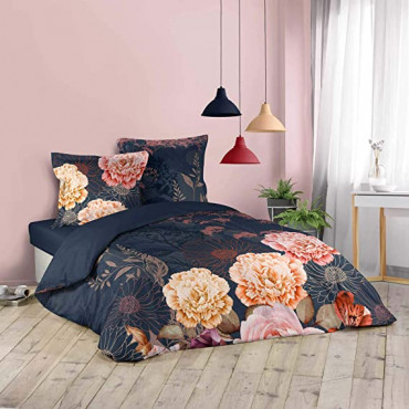 Set di biancheria da letto con stampa Camellia - 240x220 - Copripiumino + federe