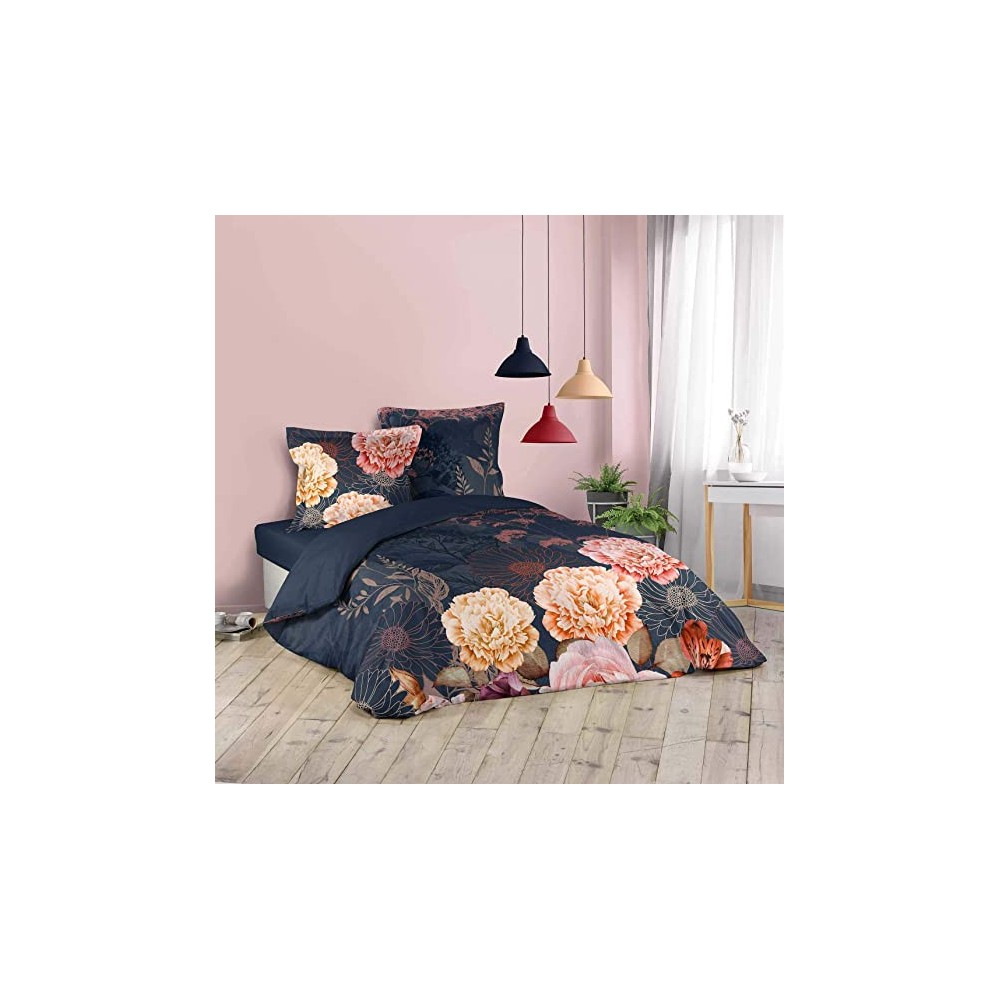 Juego de cama con estampado de camelia - 240x220 - Funda nórdica + fundas de almohada