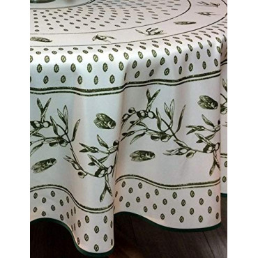 Mantel provenzal antimanchas - Verde oliva crudo y cigarra