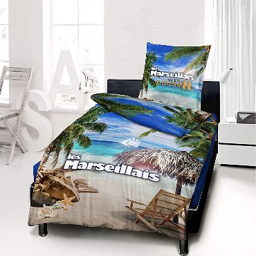 Parure de lit 3 pièces 140 x 200 cm Les Marseillais au Soleil