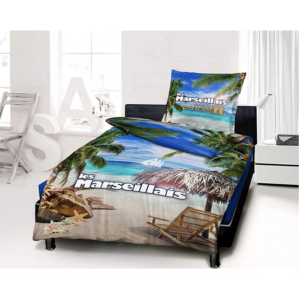 Parure de lit 3 pièces 140 x 200 cm Les Marseillais au Soleil