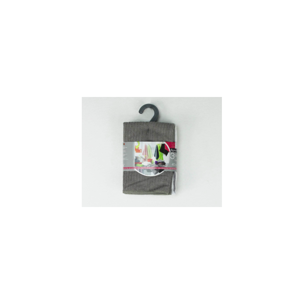 Conjunto de 3 panos de prato - 2 lisos/1 listrado - Microfibra - 40 x 40 cm