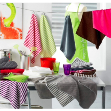 Set di 3 strofinacci - 2 semplici/1 a righe - Microfibra - 40 x 40 cm