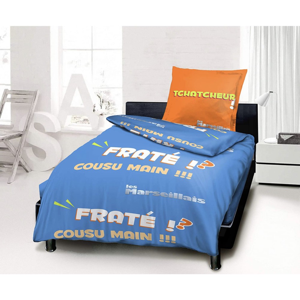 Les Marseillais Fraté dekbedovertrek 140 x 200 cm + 1 kussensloop 63 x 63 cm - katoen met een draaddichtheid van 57