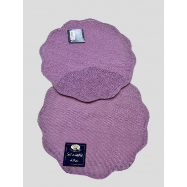 Set van 2 ronde placemats - 100% papiervezel - 38 cm (kleur: roze)