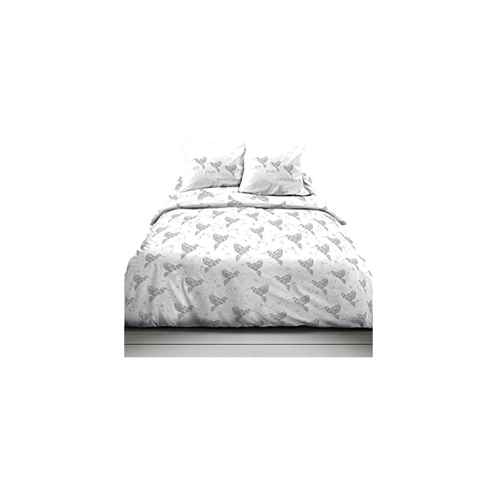 Parure de lit Origasie - 220 x 240 cm – Housse de couette + Taies d'oreiller 100 % Coton