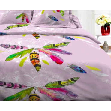 Set di biancheria da letto con stampa di piume multicolori - 220x240 cm - Copripiumino + federe