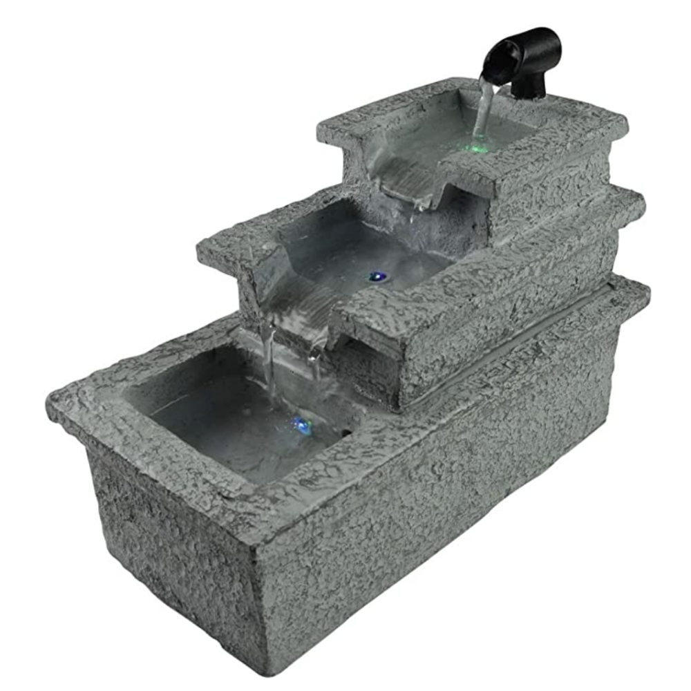 Fontana da interno - Nature Ibie - Atmosfera Zen - con pompa e illuminazione a LED - 13 x 25 x 19 cm