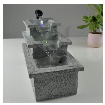 Fontaine d’Intérieur - Nature Ibie - Ambiance Zen - avec Pompe et Eclairage LED – 13 x 25 x 19 cm