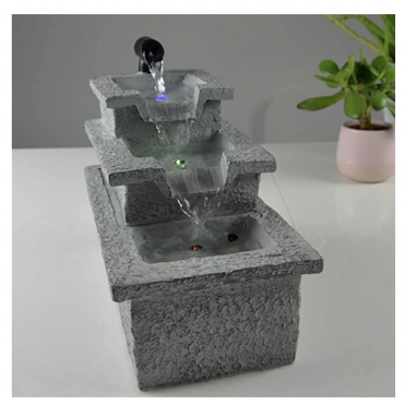 Fonte de interior - Natureza Ibie - Ambiente Zen - com bomba e iluminação LED - 13 x 25 x 19 cm
