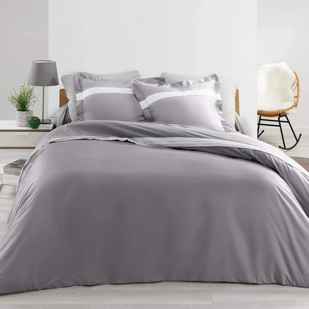 Beddengoedset - Astoria Antraciet - Wit 240 x 260 cm