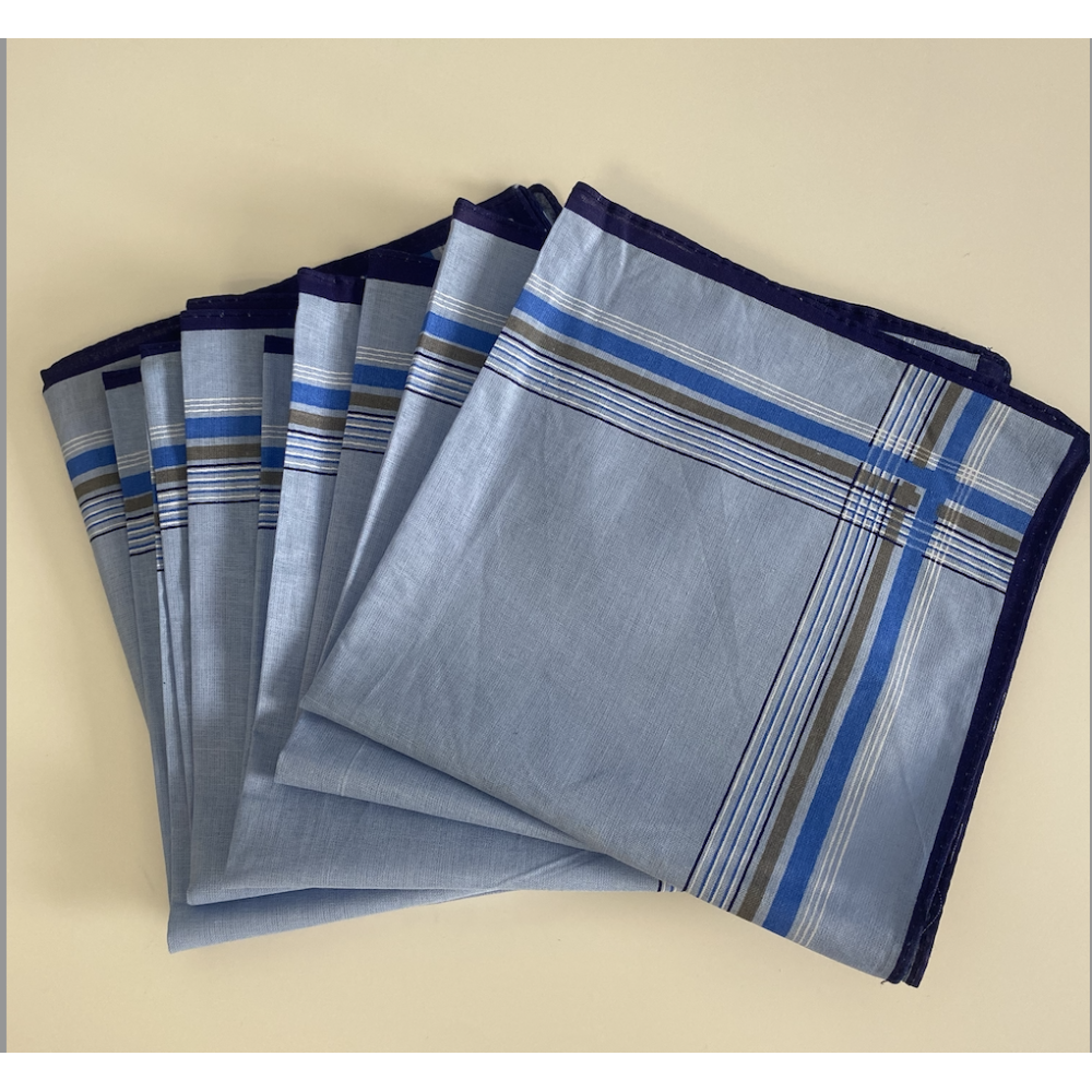 Lenços quadrados azuis - 100% algodão - 38x38cm - Reutilizáveis