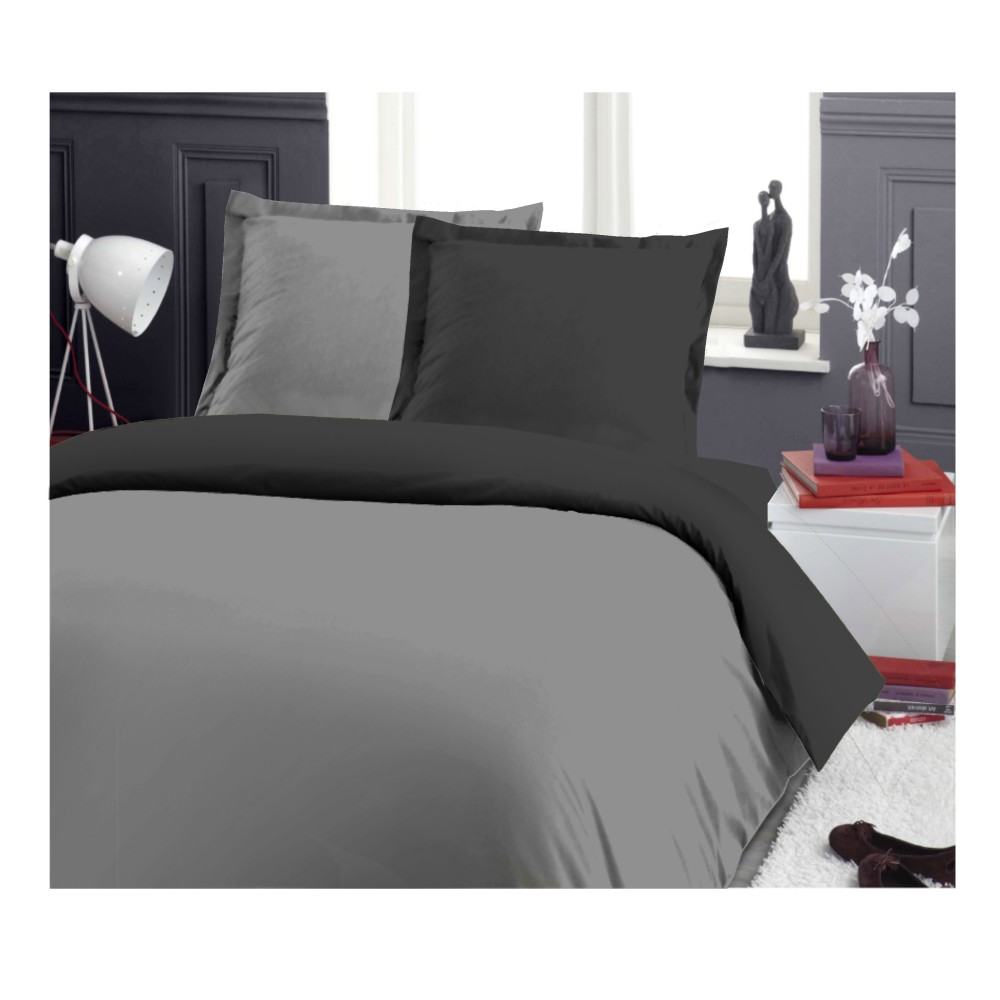 Conjunto de cama reversível de 3 peças - capa de edredom + 2 fronhas - bicolor