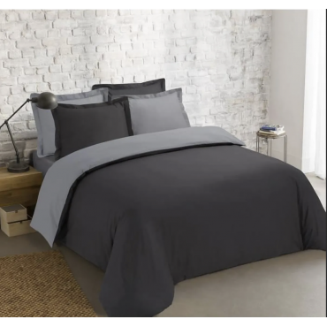 Juego de cama reversible de 3 piezas: funda nórdica y 2 fundas de almohada, bicolor