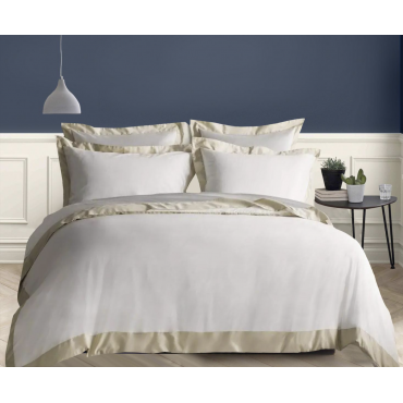 Conjunto de cama de 3 peças com borda colorida - capa de edredom + 2 fronhas - Sublime