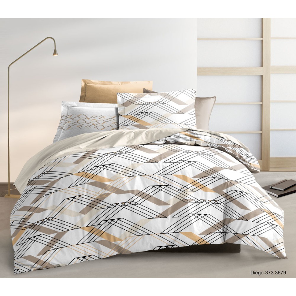 Conjunto de cama de 3 peças - Capa de edredom + 2 fronhas - Diego