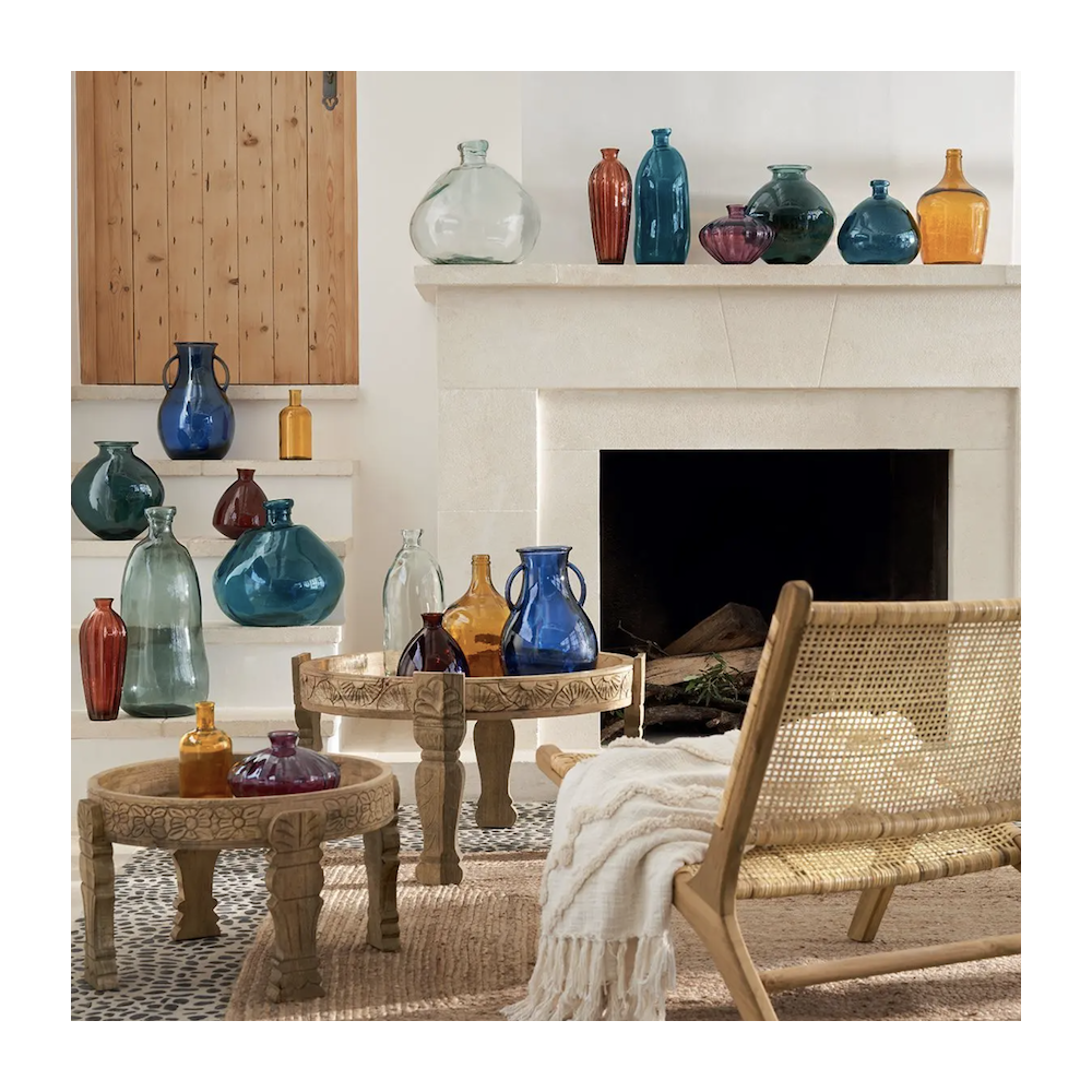 Vase Bonbonne en verre recyclé transparent Dame Jeanne Ambre Jaune