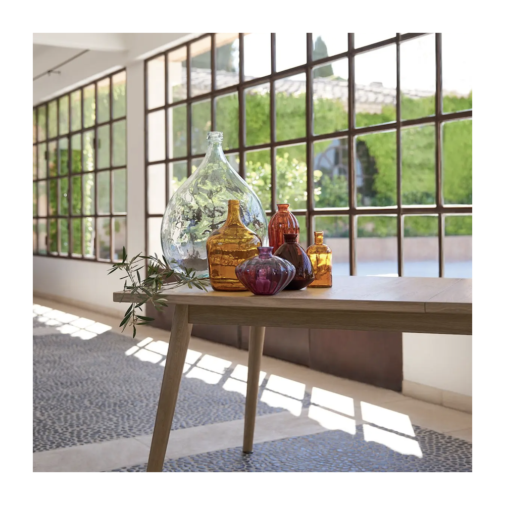 Vase Bonbonne en verre recyclé transparent Dame Jeanne Ambre Jaune