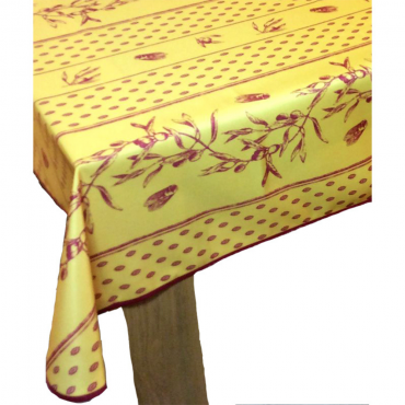 Nappe Provençale Anti-Tâches - Cigale Olive Jaune Rouge