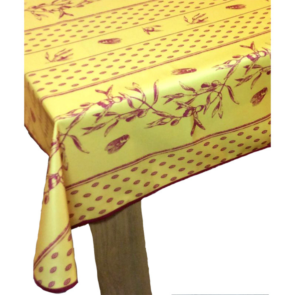Nappe Provençale Anti-Tâches - Cigale Olive Jaune Rouge