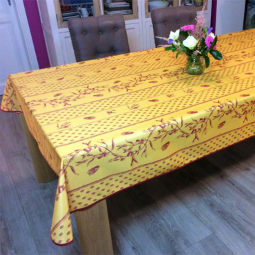 Nappe Provençale Anti-Tâches - Cigale Olive Jaune Rouge