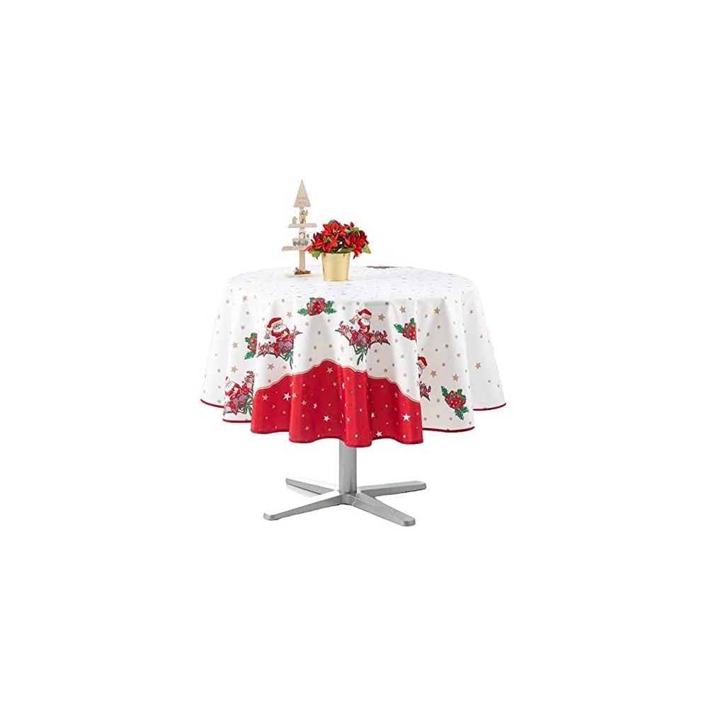 Nappe de noël Anti tâches 160 cm PERE NOEL