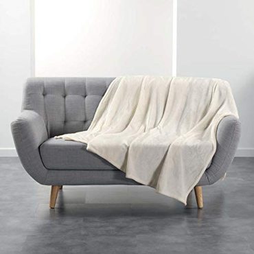 Plaid flanelle unie naturel 180x220 cm flanou