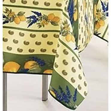 Toalha de mesa retangular provençal resistente a manchas, 100% poliéster - Limão