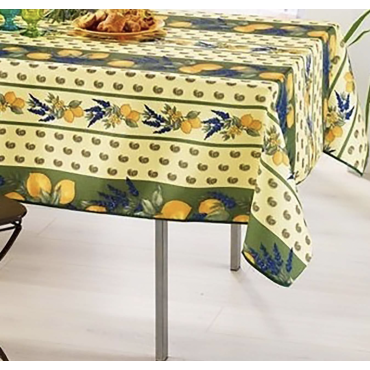 Tovaglia rettangolare provenzale antimacchia 100% poliestere - Limone
