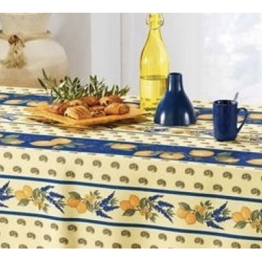 Tovaglia rettangolare provenzale antimacchia 100% poliestere - Limone