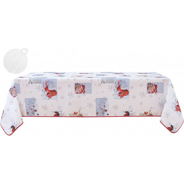 Toalha de mesa retangular de Natal - Tecido resistente a manchas/impermeável - Flocos de neve - 150x240cm