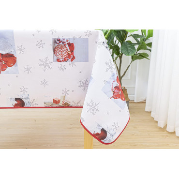 Nappe de Noël Rectangle - Tissu Antitache / Imperméable – Flocons – 150x240cm