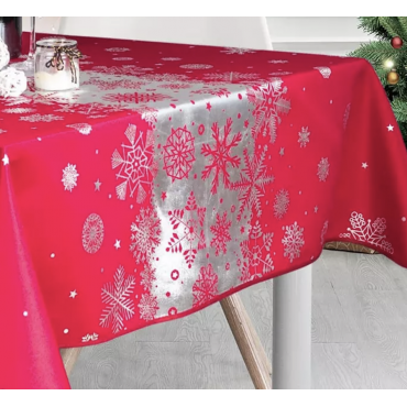 Zilveren Kersttafelkleed Rechthoek of Rond - Christmas Snow