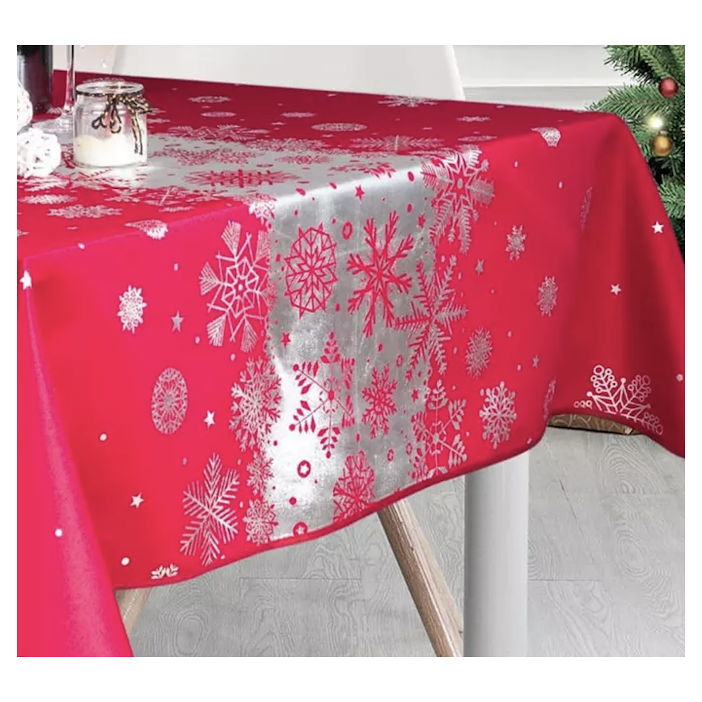 Zilveren Kersttafelkleed Rechthoek of Rond - Christmas Snow