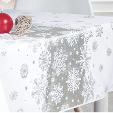Zilveren Kersttafelkleed Rechthoek of Rond - Christmas Snow