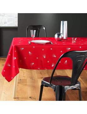 Toalha de mesa retangular de Natal - Tecido resistente a manchas/impermeável - Árvore de Natal prateada - Vários tamanhos