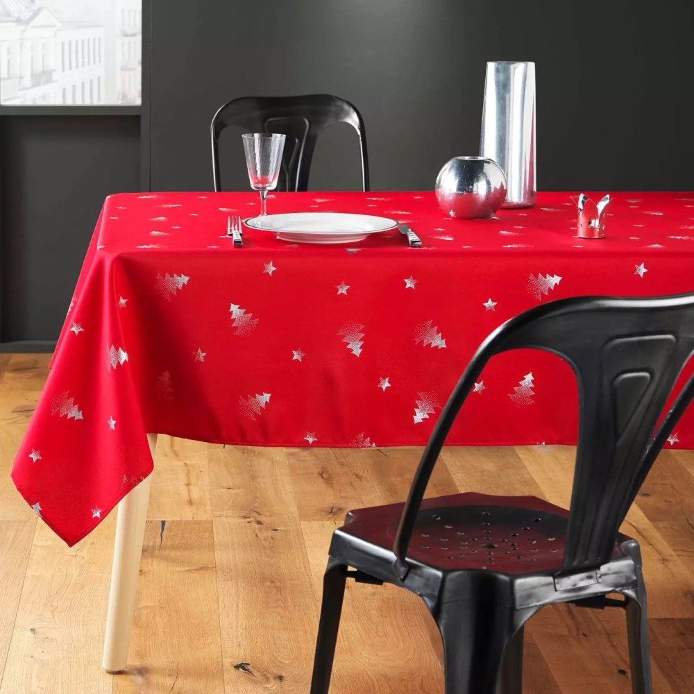 Rechteckige Tischdecke für Weihnachten – schmutzabweisender/wasserdichter Stoff – Weißtanne – verschiedene Größen