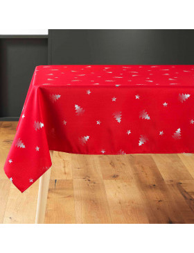 Mantel navideño rectangular - Tela impermeable y antimanchas - Árbol de Navidad plateado - Varios tamaños