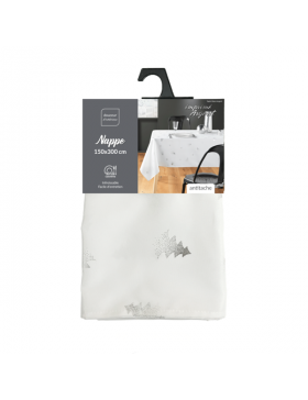 Tovaglia natalizia rettangolare - Tessuto antimacchia/impermeabile - Albero di Natale argentato - Varie misure